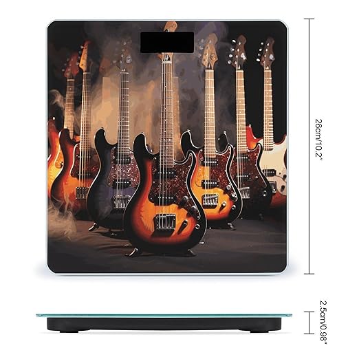 Cool Electric Guitar Digital Bathroom Scale Fashion Unique Weight Scale BMI Anti-Slip Precision Weighing Scales Suitable for Home Bedrooms Use and Gift