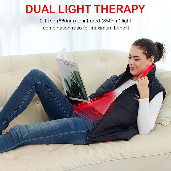 Red Light Therapy Vest for Body Cordless Infrared Light for Neck Shoulder Back &amp Abdomen Pain Relief Skin Care Postpartum Recovery
