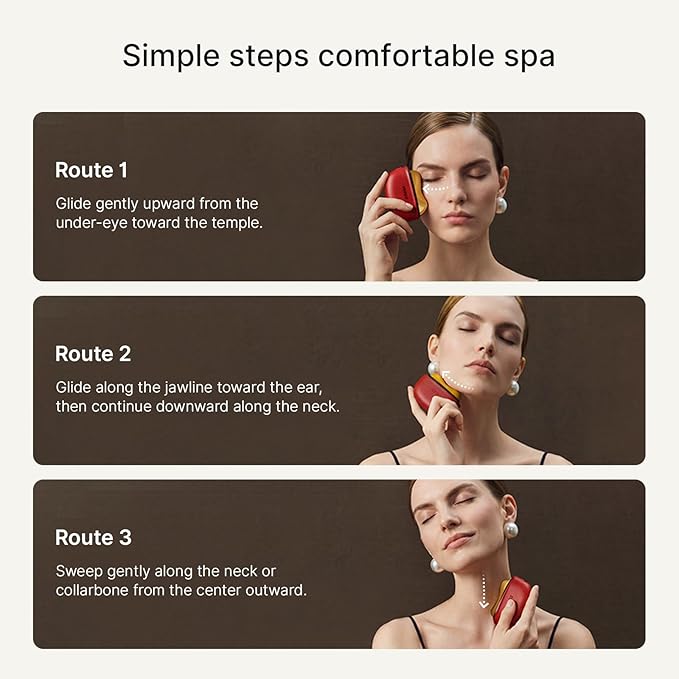 ZDEER Electric Gua Sha Facial Care Set – Heated Brass Face &amp Neck Massager with Red Light Therapy &amp Soothing Vibration Includes 2 × 10ml Massage Oils for Face &amp Body Care