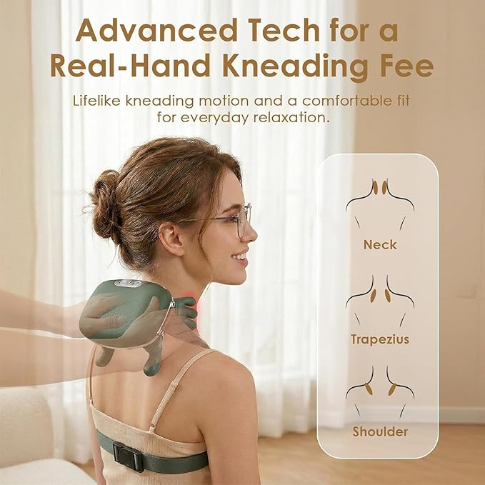 Bionic Hand Neck &amp Shoulder Massager with Heat 5D Shiatsu Kneading Deep Tissue Electric Neck Back Massager 2026 New Portable Simulated Human Fingers Massager for Pain Relief Muscle Relaxation