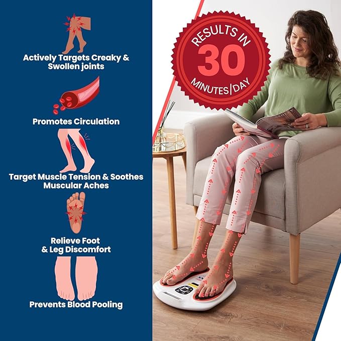 Foot Massager with EMS &amp TENS – Compact Pain Relief &amp Circulation Booster for Feet &amp Legs
