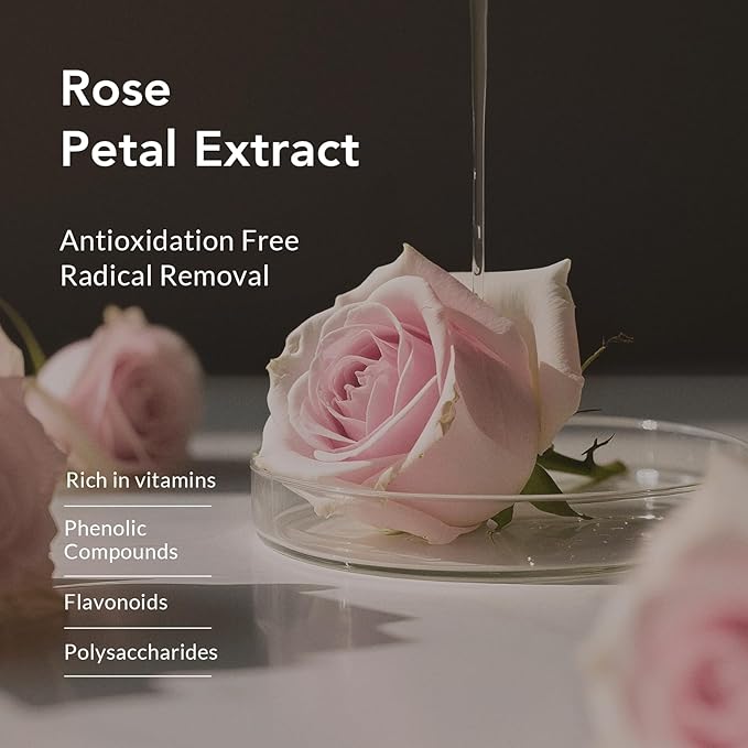 Kustie Rose Body Wash with Real Flower Petals – Moisturizing Shower Gel with Rose Water Rose Oil &amp Hyaluronic Acid Hydrating Floral Cleanser for Dry &amp Mature Skin 16.9 fl oz