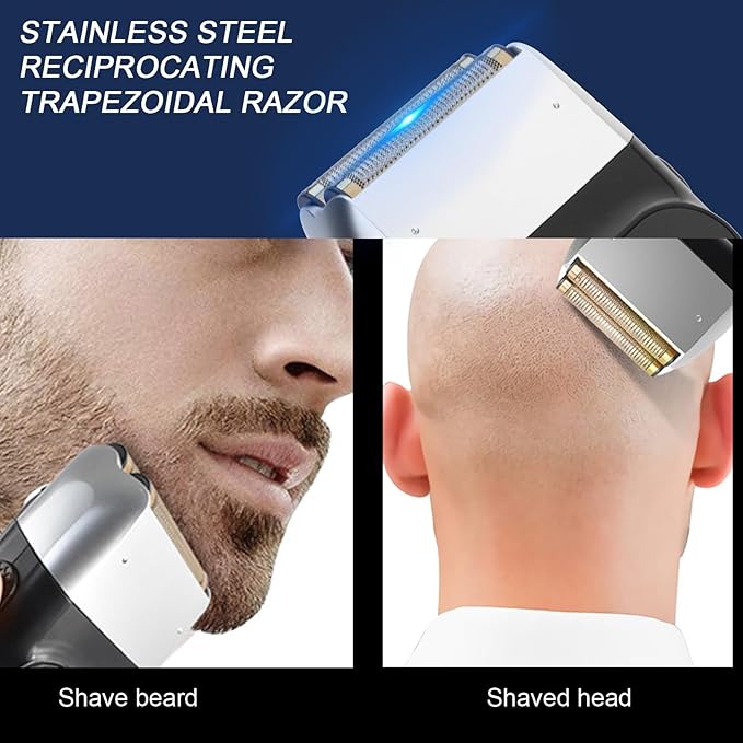 Double Foil Rechargeable Electric Electric Shavers for Men Low Noise Powerful Electric Foil and Bald Shavers Beard Trimmer for Close Smooth Shaving