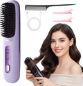 GO Brush 2026 Upgraded Cordless Hair Straightener Brush Portable Ceramic Hair Brush for Travel USB Rechargeable Mini Hair Straightening Comb for Short Long Hair 3 Temperature Settings (Purple)