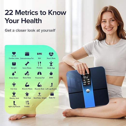 RunStar Scale for Body Weight Precision Digital Bathroom Smart Scale with 3.5 TFT Color Large Display for BMI Muscle Mass Heart Rate 22 Body Composition Analyzer Sync APP 400lb