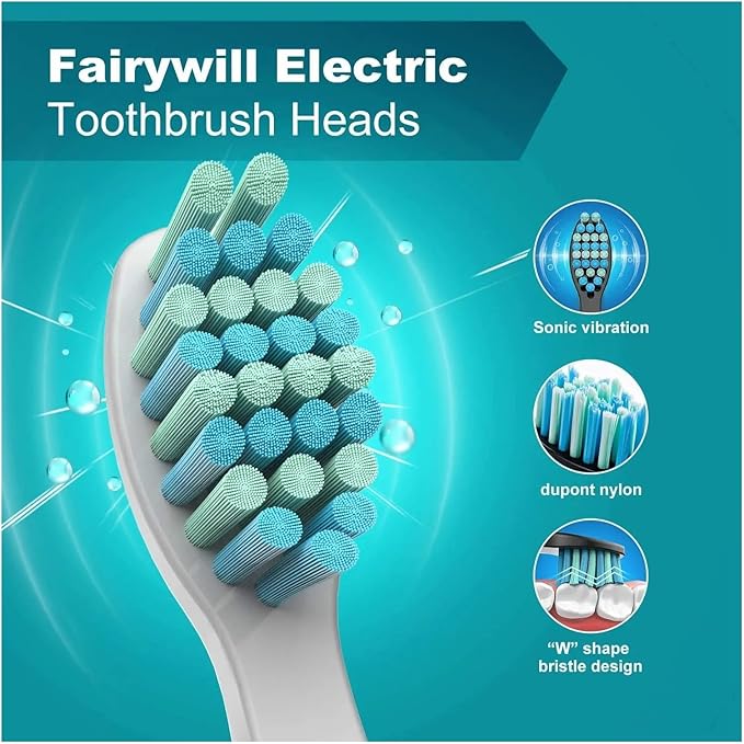 Compatible for Fairywill Interdental Brushs Heads Electric Toothbrush Replacement Sonic for FW-507 FW-508 FW-917 FW-959(FW-03white Soft)
