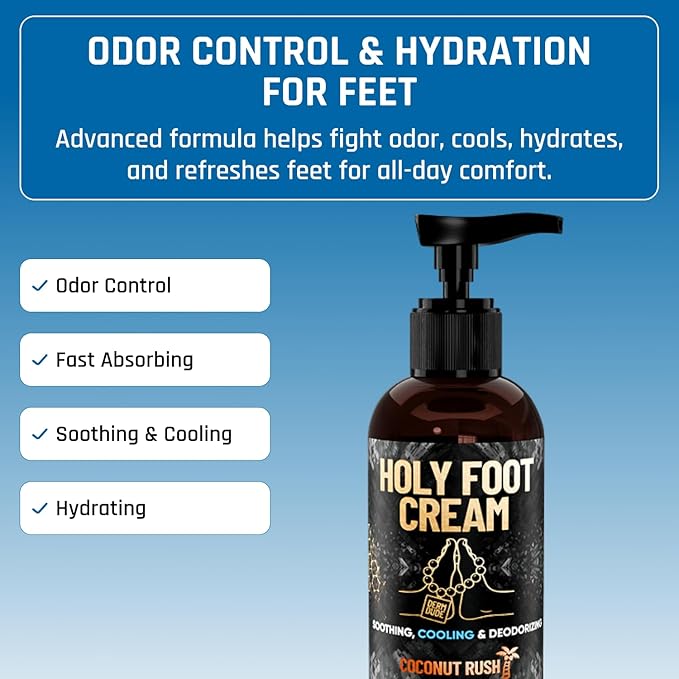 Derm Dude Below-the-Belt Grooming Bundle | Happy Sack Ball Deodorant 2oz (Sweet Whiskey Scents) + Holy Foot Cream 4oz (Coconut Rush Scents) | Odor Control &amp Moisture for Feet &amp Groin
