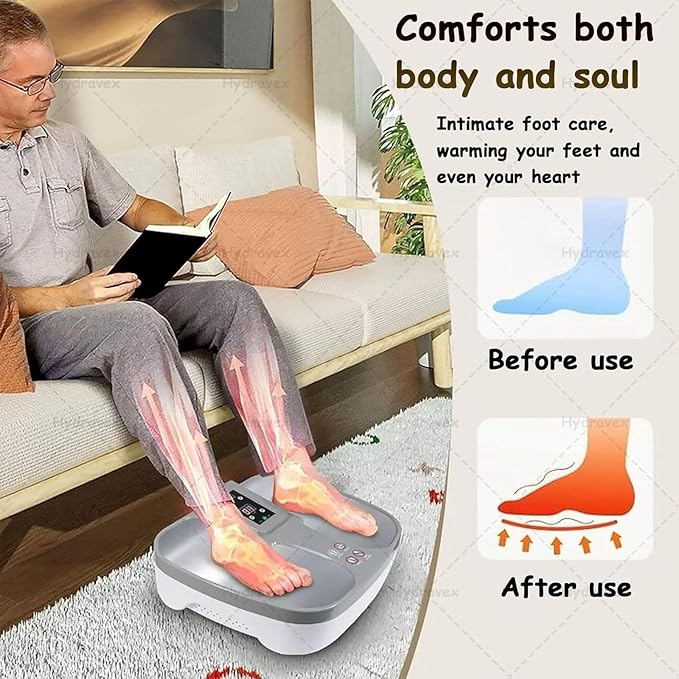 Electric Foot Massager Shiatsu Machine with Magnetic Shock and Heating for Pain Relief Adjustable Time/Energy Ideal for Plantar Fasciitis Home and Office Use