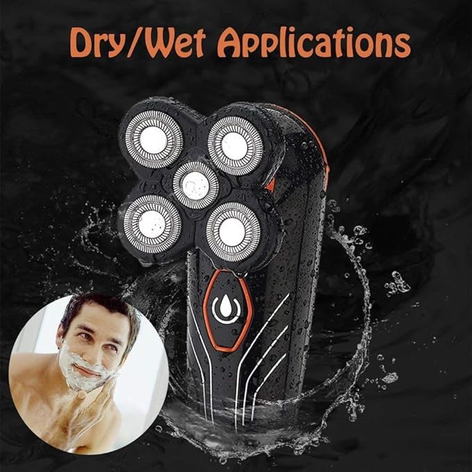 Head Shavers for Bald MenElectric Shavers for Men Cordless Rechargeable Wet Dry5-in-1 Waterproof Electric Razor Rotary Shaver Grooming Kit with Hair Clippers Beard Trimmer Nose Hair Trimmer