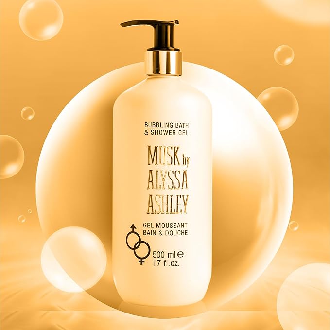 Musk Bubbling Bath and Shower Gel by Alyssa Ashley for Unisex - 16.9 oz Shower Gel