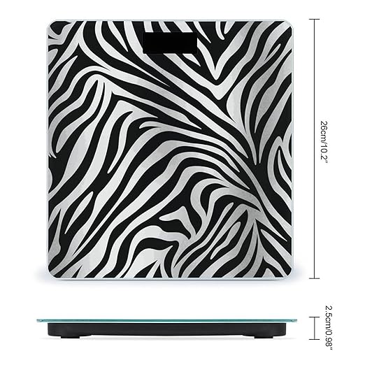 Zebra Print Scale with LCD Easy-to-Read Anti-Slip Weight Digital Bathroom Scale Precision Weighing Scales Sturdy Tempered Glass Body Weight Scales for Daily Use