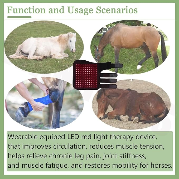 Red Light Therapy Belt Portable 850nm Infrared ＆ 660nm LED Red Light Therapy Wrap Portable Horse Leg Therapy Device for Horse Muscle Recovery Horse Leg PainLeft+Right