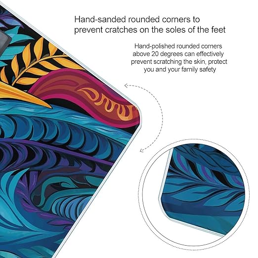 Tropical Leaves Pattern for Tribal Design Digital Bathroom Scale for Body Weight Weighing Scale with Backlit LCD Display High Precision Measurements &amp Measures Weight Up to 180kg