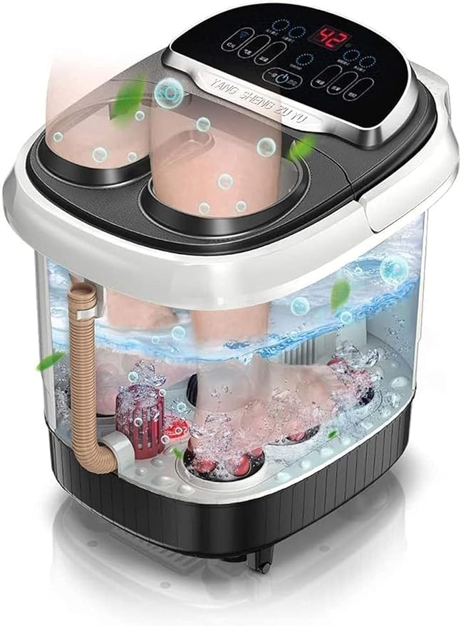 Foot Spa Foot Bath Massager with Heat Bubbles Digital Temperature Control 6 Massage Rollers and Acupressure Massage Points Fatigue Relief