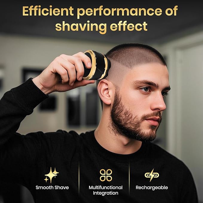 Ufree Head Shavers for Bald Men - Waterproof Bald Head Shaver with Travel Pouch Detachable Rotary Blade for Clean Shave Electric Razor with LED Display Wet/Dry
