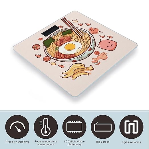 Delicious Sweet Ramen Digital Bathroom Scale Fashion Unique Weight Scale BMI Anti-Slip Precision Weighing Scales Suitable for Home Bedrooms Use and Gift