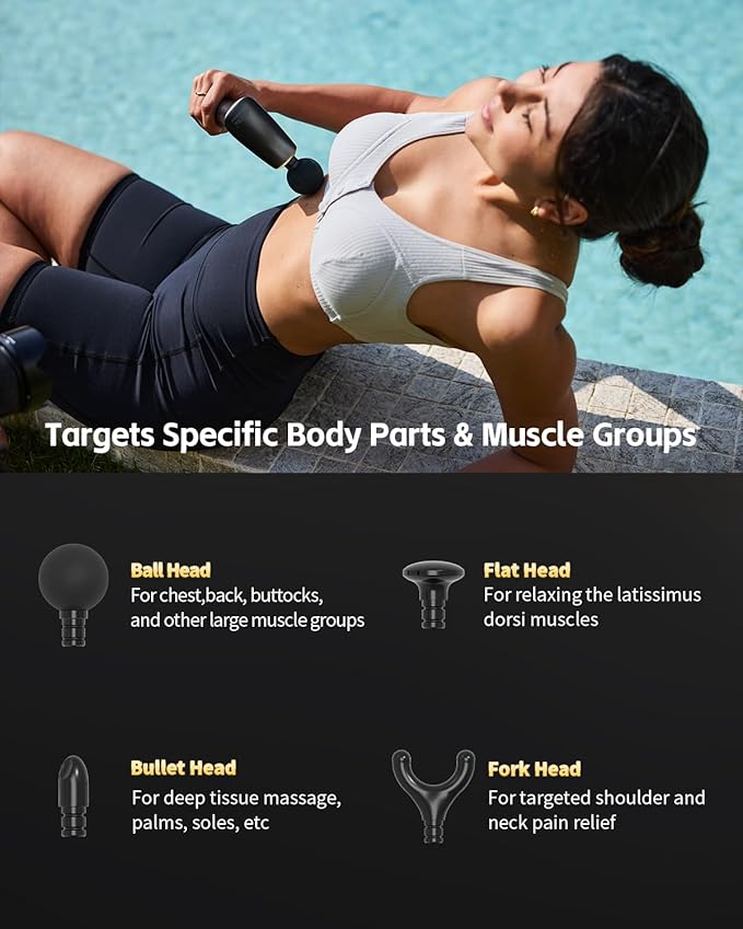 2-in-1 Detachable Percussion Massage Gun with Extension Handle Back Massager for Pain Relief Deep Tissue Muscle Massager for Arm Shoulder Lower Back Thigh Waist Gifts for Women  FSA-HSA Eligible