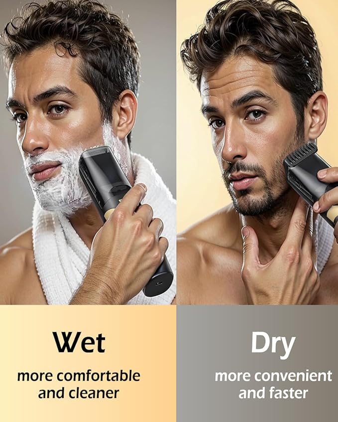 Beard Trimmer for Men Auto-Vaccum Rechargeable Electric Men Beard Trimmers with 2 Combs 1-20mm Adjustable Length Dial Waterproof Cordless Mustache Trimmer for Face Stubble