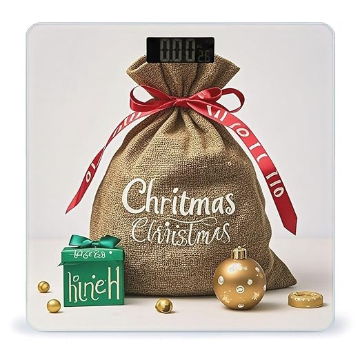 Christmas Sack Present Scale for Body Weight Highly Accurate Digital Bathroom Body Scale Digital Bathroom Scales for People Anti-Slip Large LCD Display Smart Scales