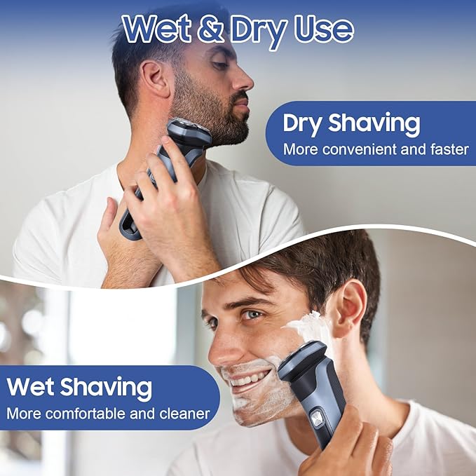 Electric Shaver for Men Cordless Electric Shaver for Men Face with 3D Floating Heads Rechargeable Bald Head Shavers for Mens Ipx7 Waterproof Body for Mens with LED Display Wet &amp Dry Use
