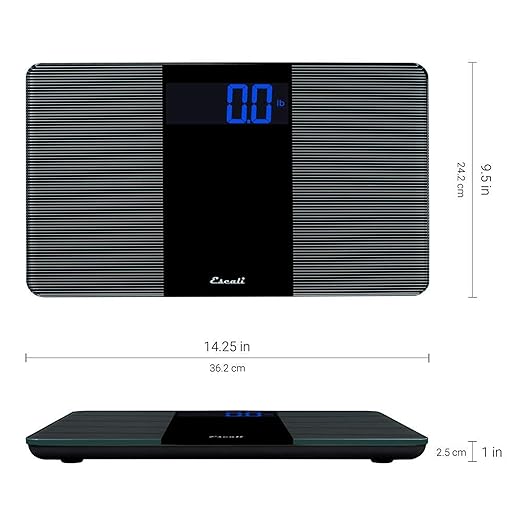 Escali Extra Wide Digital Bathroom Scale for Body Weight with Wide Platform for Natural Stance and Stability High Capacity of 400 lb Batteries Included