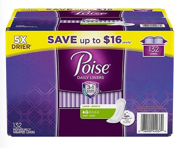 An item of Poise Very Light Absorbency Long Incontinence Panty Liners 132 ct.-