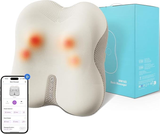 arboleaf Back Massager for Pain Relief Deep Tissue Bluetooth App Control Shiatsu Neck Shoulder Massager with Heat Cordless Portable for Chair Car Office Home