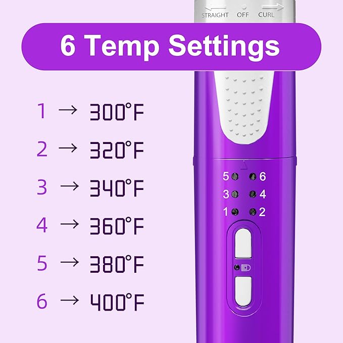 BERTA 1 inch Curling Iron Flat Iron-Hair Straightener and Curler 2 in 1Professional Ceramic Curling Wand for Long Short HairQuick Heat Up6 Temps Styling Tools