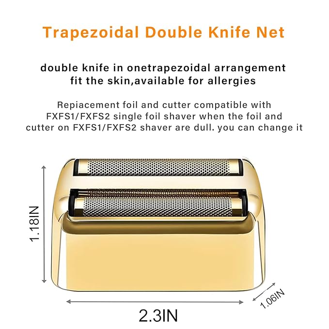 4 Pcs Replacement Foil and Cutters Compatible with BaBylissPRO Double Foil Shaver Replacement Foil Compatible with FXFS2 Shaver (Gold)