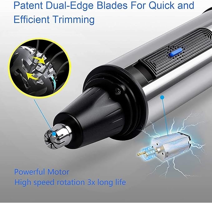 WEedsy Ear and Nose Hair Trimmer Professional Painless Eyebrow Facial Ear Hair Trimmer Clipper for Men and Women Battery-Operated IPX7 Waterproof Dual Edge Blades for Easy Cleansing