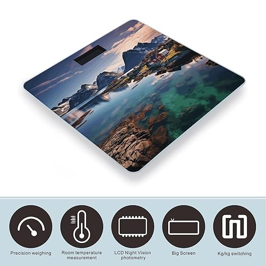 Norway IslandsScale for Body Weight with LCD High Precision Weighing Scales Fashion Sturdy Tempered Glass Weight Scales Easy-to-Read Digital Bathroom Scale for Daily 400lb