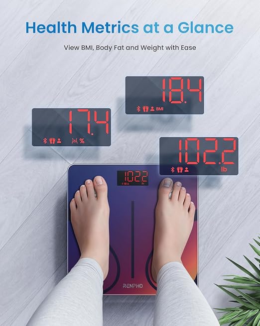 RENPHO Smart Scale for Body Weight FSA&ampHSA Eligible Digital Bathroom Scale BMI Weighing Bluetooth Body Fat Scale Body Composition Monitor Health Analyzer with Smartphone App