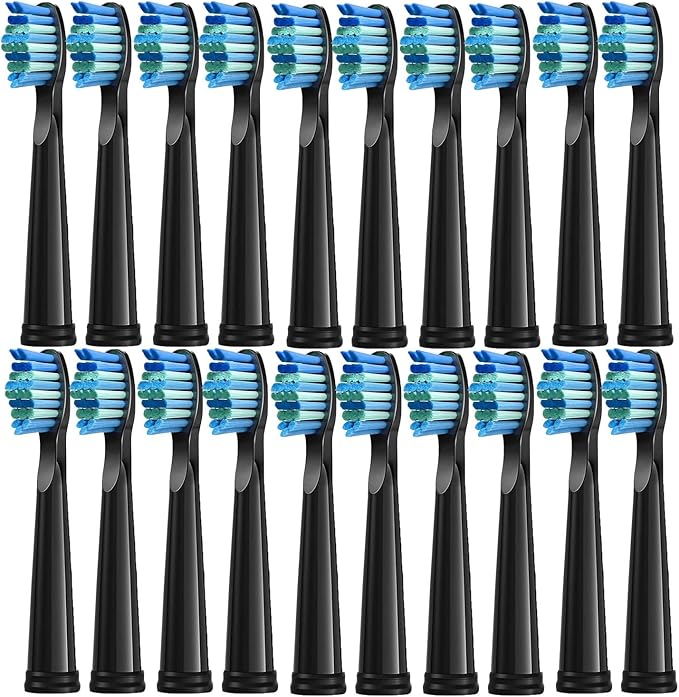 20Pcs Electric Toothbrush Replacement HeadsCompatible for with SG910/507/958/515/949/575/551(Black-20pcs)