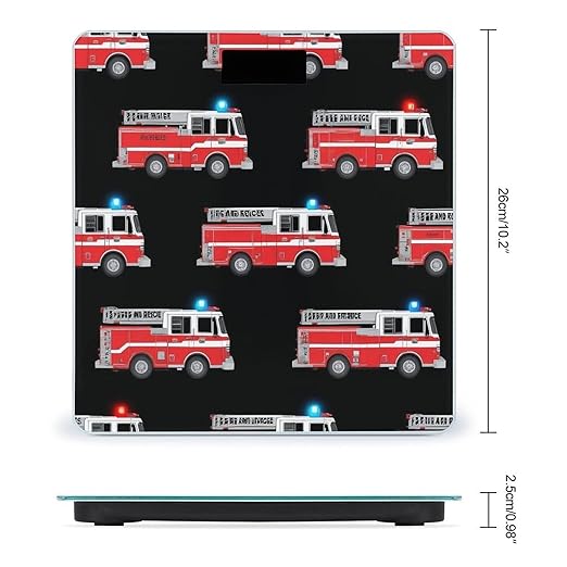 Smart Scale for Body Weight Digital Bathroom Weighing Scale Energy Saving Scale Cute Cartoon Fire Truck