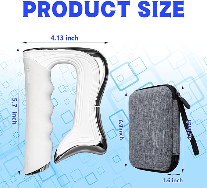 Electric Fascia Knife Muscle Pain Relief Massager Tool Muscle Scraper Set Relaxation Fascia Tissue Massage for Portable 3 Levels of Regulation Ideal Gifts for All Occasions（White）