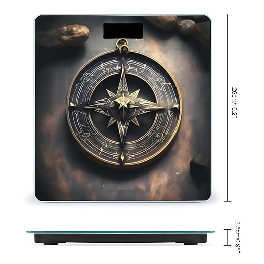 Magical Design Norse Runes Compass Bathroom Scale Ultra-Bright Liquid Crystal Screen Weight Scale Accurate Bathroom Body Scales for Body Weight Bathroom Pet Home Bedroom Gift-Giving