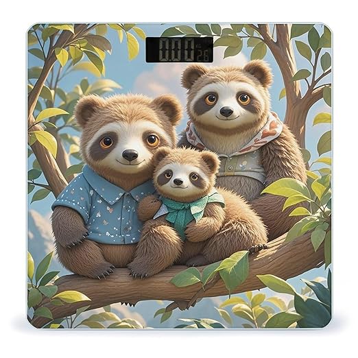 Sloth Family Scale for Body Weight Highly Accurate Digital Bathroom Body Scale Digital Bathroom Scales for People Anti-Slip Large LCD Display Smart Scales