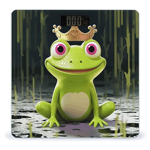 Crown Frog Bathroom Scale Large LCD Backlight Display Digital Scale Rounded Corners Body Scales Automatic Power On/Off Bathroom Scales for Home Bedrooms