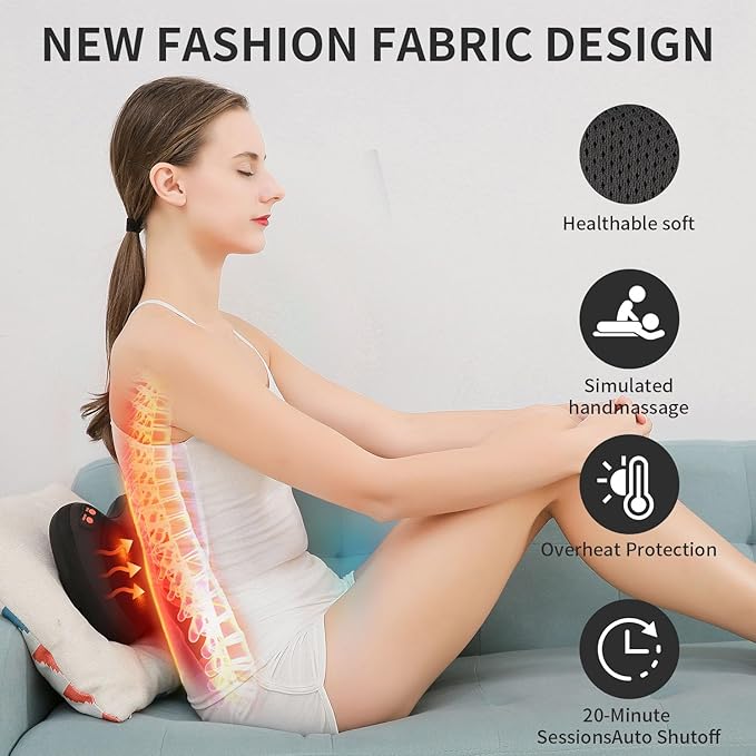Back Massager Shiatsu Neck Massager with Heat Electric Back Massager for Shoulder Back Leg Deep Tissue Kneading Massage to Relief Muscles Massage Pillow for Mom/Dad/Women/Men