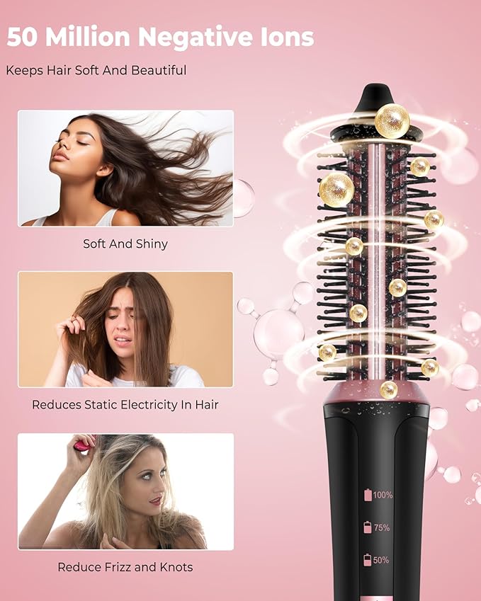 Cordless Curling Brush4000 mAh USB Cordless Hair Curler with 3 Temp Setting Mini Travel Curling Iron Rechargeable Ceramic Battery Powered Curling Iron