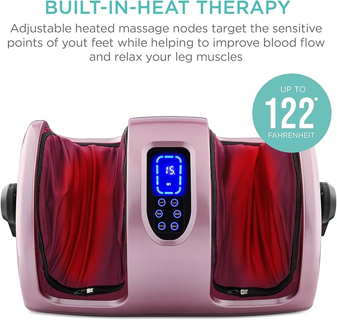 Best Choice Products Heated Shiatsu Foot Massager for Pain Relief Plantar Fasciitis Neuropathy Blood Circulation w/Compact Design - Rose Gold