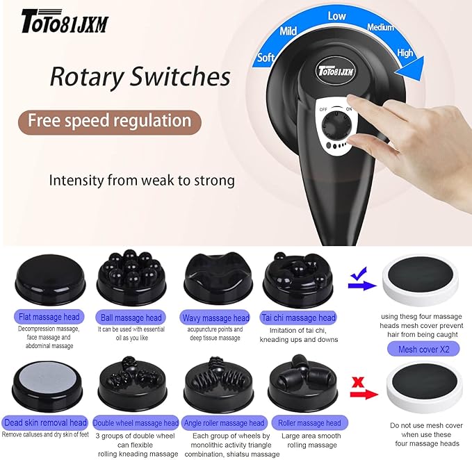 Body Sculpting Machine for Women -6-Speed 8 Heads Cellulite Massage &amp Lymphatic Drainage Device Handheld Vibrating Lipo Roller Massager for Belly Butt Arm Legs Fat Wide Area Home Use (Black)
