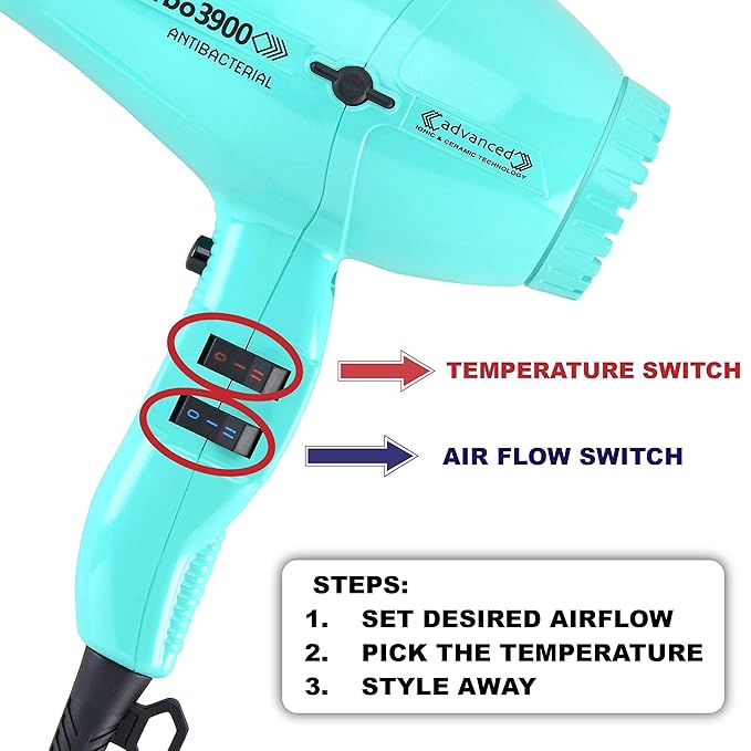 Turbo Power Twin Turbo 3900 Advanced Ionic &amp Ceramic Eco Friendly Gold Hair Dryer + M Hair Designs Hot Blow Attachment (Bundle) – Fast-Drying Frizz-Control Professional Hair Styling