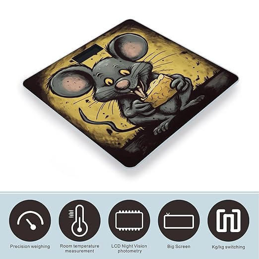 Rat Eats A Piece of Cheese Smart Scale for Body Weight Accurate Bathroom Scale with LED Display Digital Weight Scales Weighing Machine High Precision Scales for Bath Home