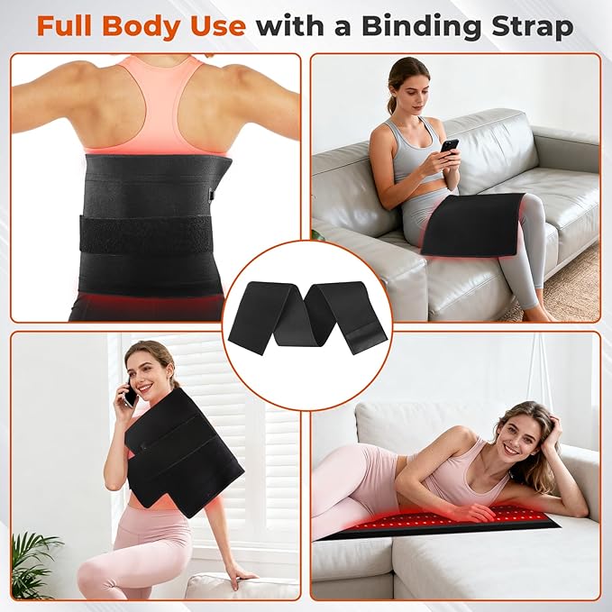 Red Light Therapy Mat 2in1 LEDs (660nm&amp 850nm) Red Light Therapy Blanket Premium Material Adjustable Timer &amp Intensity
