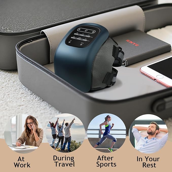 Knee Massager with Heat LED Screen and Vibration Cordless Knee Massager with Adjustable Straps and Timer
