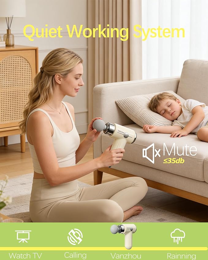 Mini Massage Gun Deep Tissue Portable Handheld Massage Gun for Muscle Recovery Quiet Percussion Massager with 9 Heads Lightweight USB-C Rechargeable Massage Gun for Travel Gym &amp Office