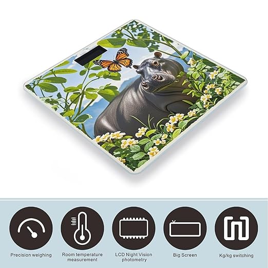 Butterfly and Hippo Scale for Body Weight Smart Scales Digital Bathroom Scale High Precision Weighing Scales with Large Display Weighing Machine for People