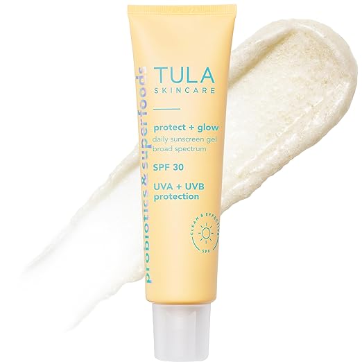 TULA Skincare Protect + Glow Daily Sunscreen SPF 30 for Dullness &amp Sun Protection with Prebiotic Extracts &amp Probiotic Superblend 1.7 FL OZ