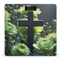 Black Cross Among Green Flowers Bathroom Scale for Body Weight Bathroom Weighing Scales with Back Lit LED Display Sturdy Tempered Glass Body Weight Bathroom Scale 400lb Weighing